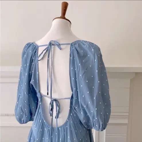 Moon River Anthropologie Medium Midi Dress Fall Boho Cottage tie back Prarie