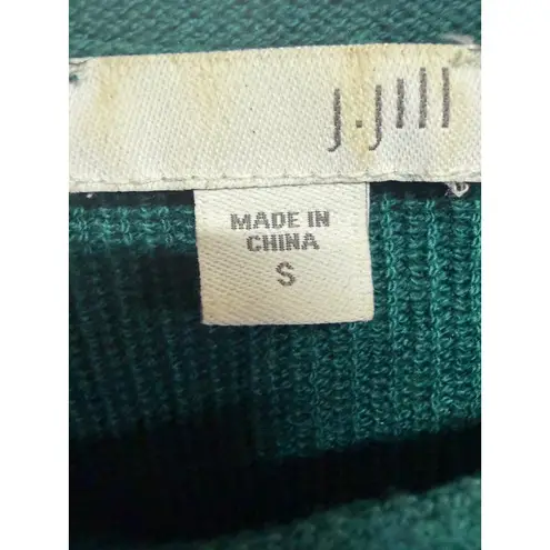 J Jill Green Ribbed Knit Sweater Tunic / Dress Size S Wool Blend Split Side Fall