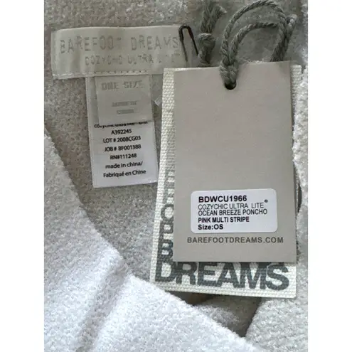 Barefoot Dreams CozyChic Ultra Lite Ocean Breeze Poncho Pink Multi Stripe OS NWT