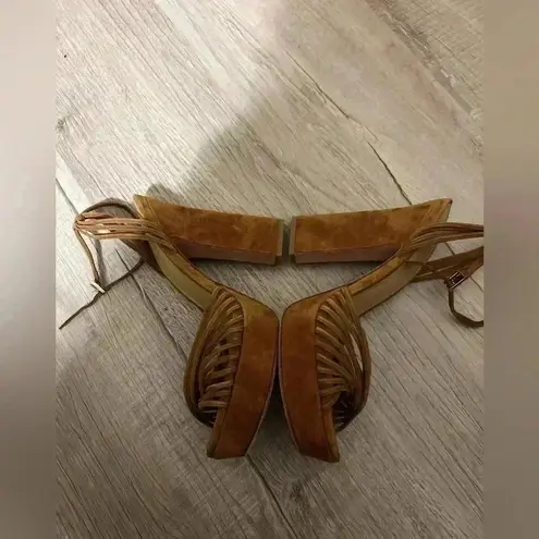 Veronica Beard Fletcher Heel Brown Suede Leather Hazelwood $450 Platform Wedge 9