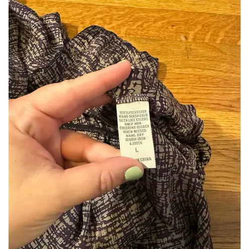 Cecico Womens Large Purple Beige Printed Silky Spaghetti Strap Button Mini Dress