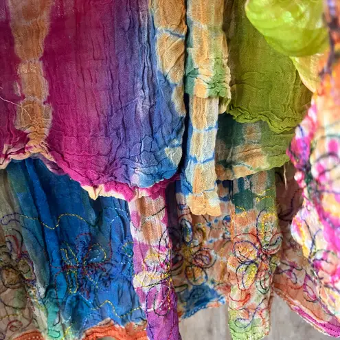 Raiment Women's Vintage Orange Rainbow Pleated Maxi Skirt Size 30" Waist Size M