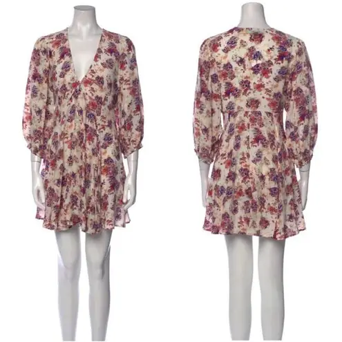 IRO NEW Paris galary silk blend floral print fit and flare dress, French 38