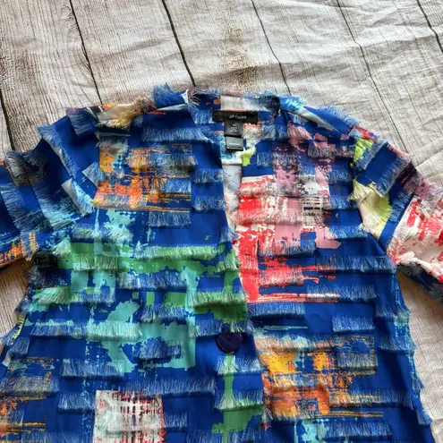 ALI MILES Lightweight Jacket Fringe Colorful Blue Green Pink Size Petite Small