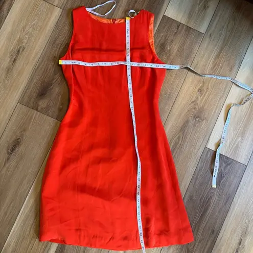 Hugo Buscati Orange 100% Silk Dress Sleeveless Shift Knee Length size 6 medium