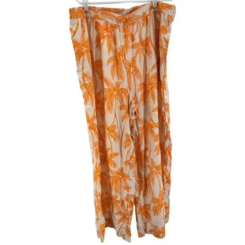 Future Collective with Alani Noelle Women's Wide Leg Relaxed Palm Tree linen 1X Orange