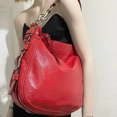 Coach 12776 Zoe Red Patent Leather Large Hobo Bag