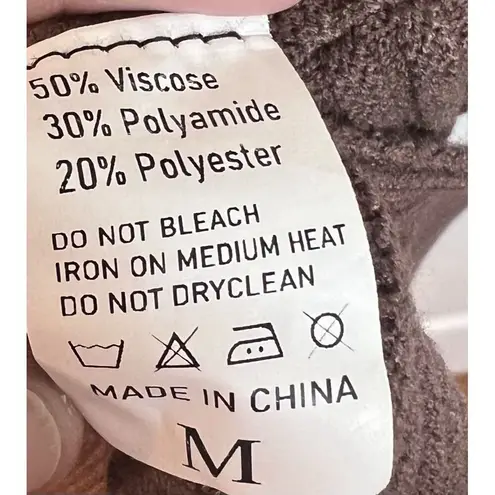 Women's Turtleneck Brown Sweater Medium Ribbed Knit Pullover Oversized Casual