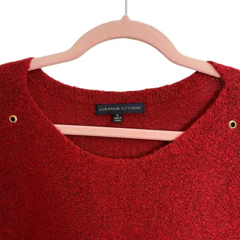 Adrienne Vittadini  Red Decorative Sleeve Pullover Sweater