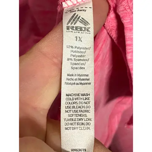 RBX Womens Plus 1X Pink Long Sleeve Shirt Athleisure Gym Workout Yoga Athletic