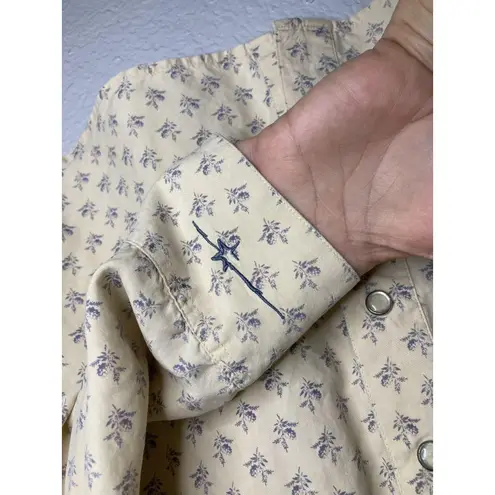 Ryan Michael Large Womens Silk Western Pearl Snap Floral Shirt Rockabilly Logo Purple