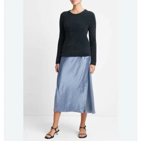 Vince  Women’s Metallic Lurex Soft Eyelash Pullover Obsidian Black Sweater MEDIUM