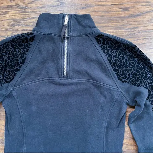 Lululemon  • Floral Flock Pullover sweatshirt mock neck velvet kangaroo pocket