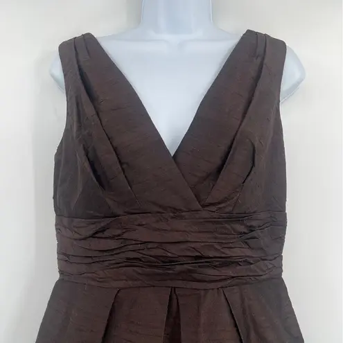 Vtg 90s Watters & Watters Silk Duipioni Cocktail Dress 6 Brown Wedding Empire
