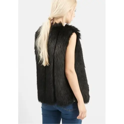 Topshop  Womens Leah Brown Grey Faux Fur Lined Vest Pockets sz 12 L Chic Maximal