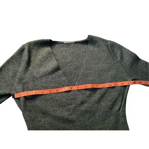 Ribbed Cross Front Sweater Everyday Casual School Workwear Gray Size M