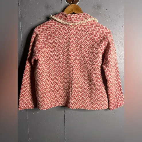 LILLA P Red Chevron Cotton Jacket. Size Small