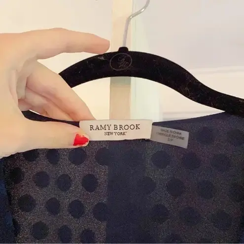 Ramy Brook Simona Swiss Dot Mini Blouson Dress in Spring Navy Size S Retail $445