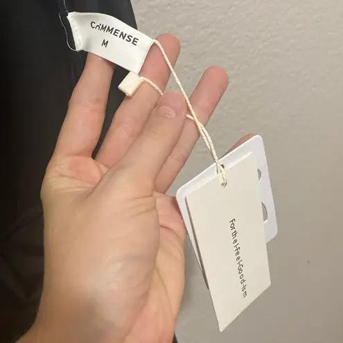 NWT Commense Open Back Black Jumpsuit Size Medium With Rose Accents