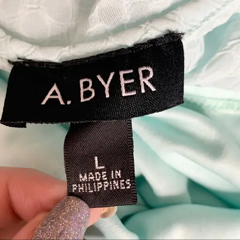 A Byer A. Byer Icy Blue Cold Shoulder Blouse Top Size Large