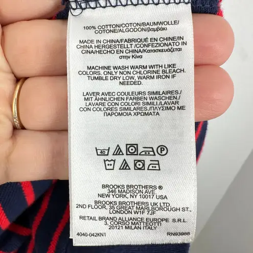 Brooks Brothers XL 1/4 Zip Pullover Long Sleeve Shirt Red Navy Striped Classic