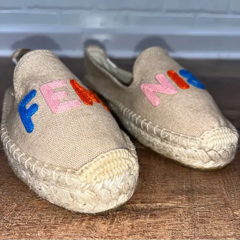 Soludos Anthropologie Espadrilles Flats with Embroidered Feminist Detail