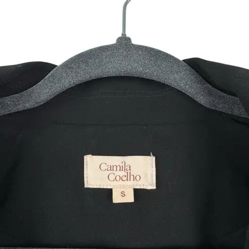 Camila Coelho Brenna Blazer Black Long Line Single Button Satin Oversized Small