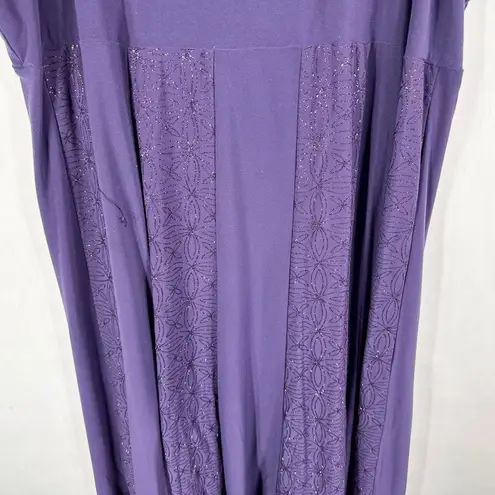 Maggie Barnes Plus Size 18W Dress Purple Sparkly Midi Formal Sleeveless 1694