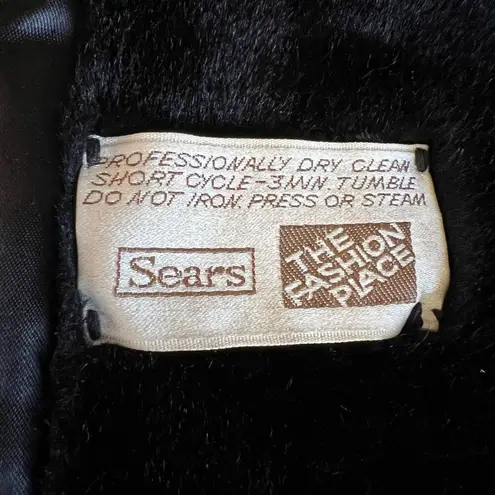 Vintage Sears Womens Winter Jacket Dress Coat Faux Fur Cord Accent Black 11 12