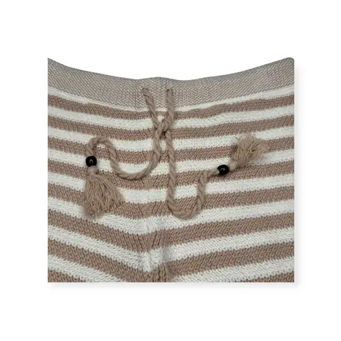new House of Harlow 1960 𣓠Crochet Striped Bermuda Shorts 𣓠Almond White 𣓠Small