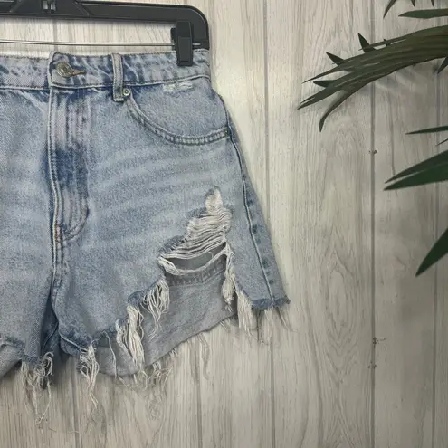 ZARA  High Rise Distressed Ripped Denim Shorts size 4