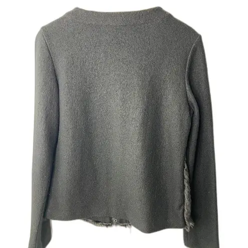 NEW C. Wonder Women’s Faux Fur Wool Cardigan jacket sz M Cottagecore Academia Black Size M