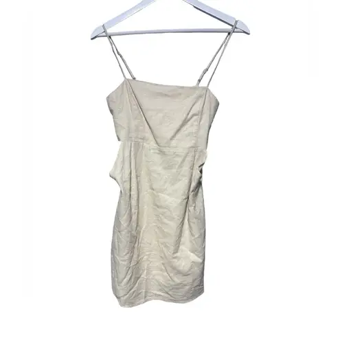 MELLODAY Women's Natural Tank Side Cutout Minidress Linen Blend Small NWOT