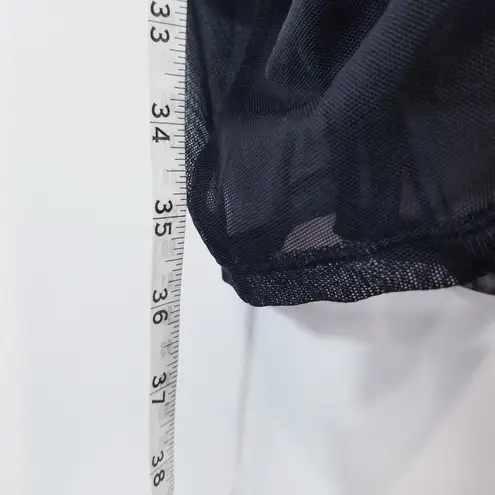 Cinq a Sept Black Ruched Mesh Mini Bodycon Dress Long Sleeves Plunging Neckline Size 2