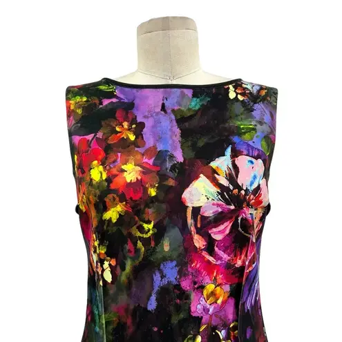 Rickie Freeman for Teri Jon Floral Print Scuba Sheath Dress Size 4 Black
