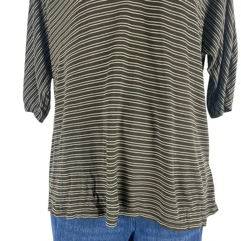 Soft Joie 3/4 Dolman Sleeves V Neck Striped Casual Top Green Size XS