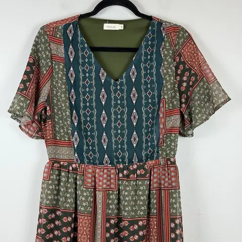 Roolee Womens Maxi Dress Small Mixed Print Country Cottagecore Long Modest Boho