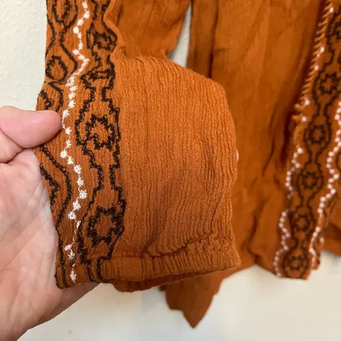 Susan Graver Petite Copper Brown Embroidered Boho Blouse – MP