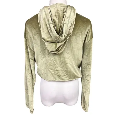 NWT Araminta James Women's XS Cropped Velour Hoodie Khaki Green Casual