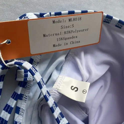 Macolily Women’s High Neck One Piece Swimsuit Bandage Crossback Monokini Size S White