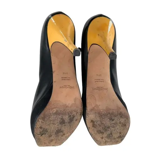 YSL Yves Saint Laurent Tribute Black & Yellow Mary Jane Peep Toe Heels Size 37.5