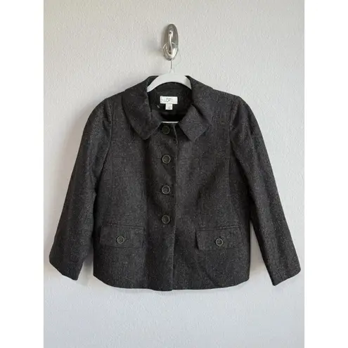 Ann Taylor Loft Women’s Size 4 Blazer Wool Blend Brown Tweed Suit Jacket Lined