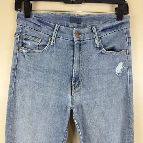 Mother Women’s High‑Waisted Looker Crop Jeans Size 26 Chatterbox Knee Rips Blue