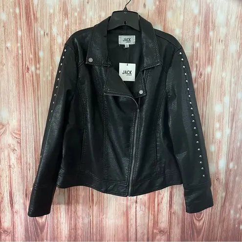 Jack by BB Dakota  Ripple Black Studded Vegan Leather Moto Jacket