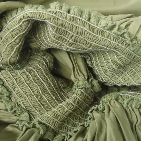 MISA Los Angeles Rtr sz small 4/6 Smocked Waist Marianna Dress green midi a-line