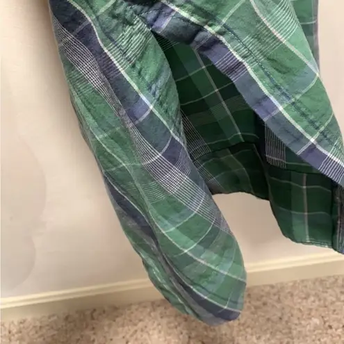 Free Assembly Blue & Green Checkered Sundress with Adjustable Spaghetti Straps Size M