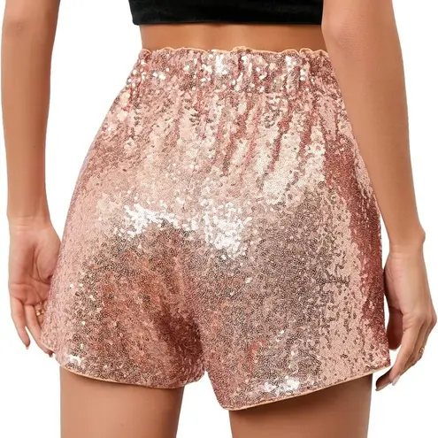 Source Unknown Sequin Champagne color Women's pull on high waisted Shorts size medium NWT