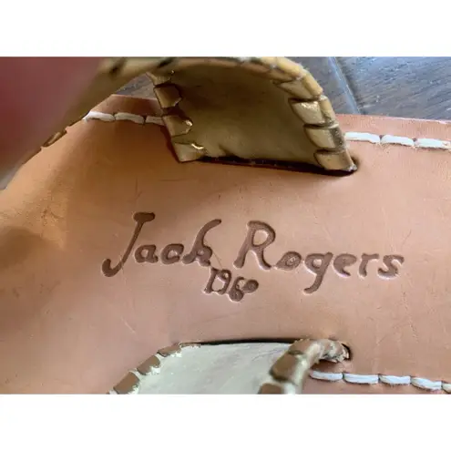 Jack Rogers Navajo Hamptons Thong Sandals Whipstitch Paisley Gold 7.5 or 7 RARE