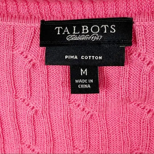 Talbots  100% Pima Cotton Coral V-Neck Ribbed Sweater, Size Medium - Image 2
