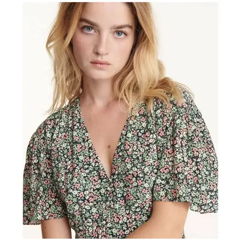 The Kooples Women's Short Floral Printed Bell Sleeve Dress Size 2 Tiered